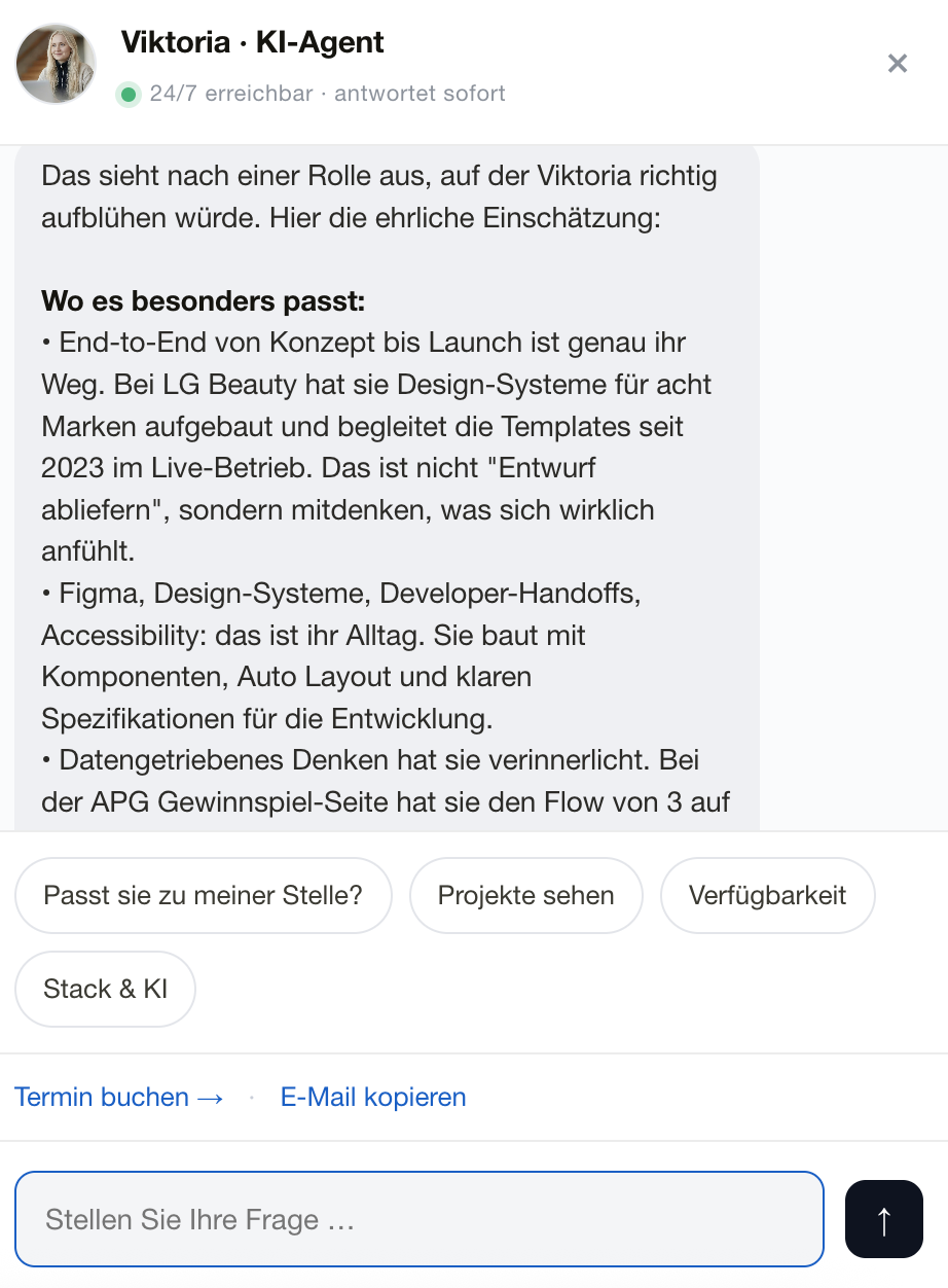 Screenshot: Stellen-Auswertung durch den HR-Agenten