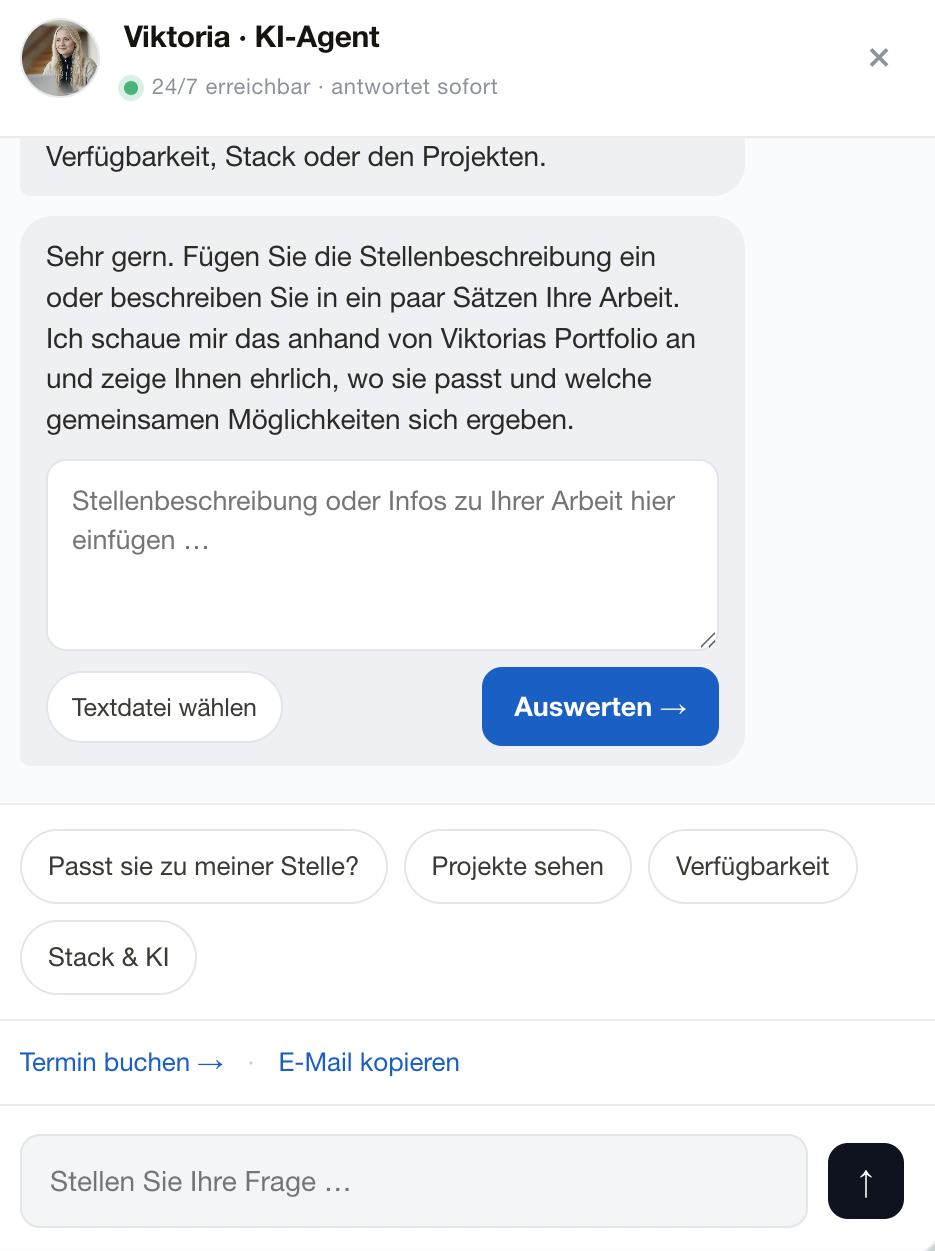 Screenshot: Gespräch mit dem HR-Agenten