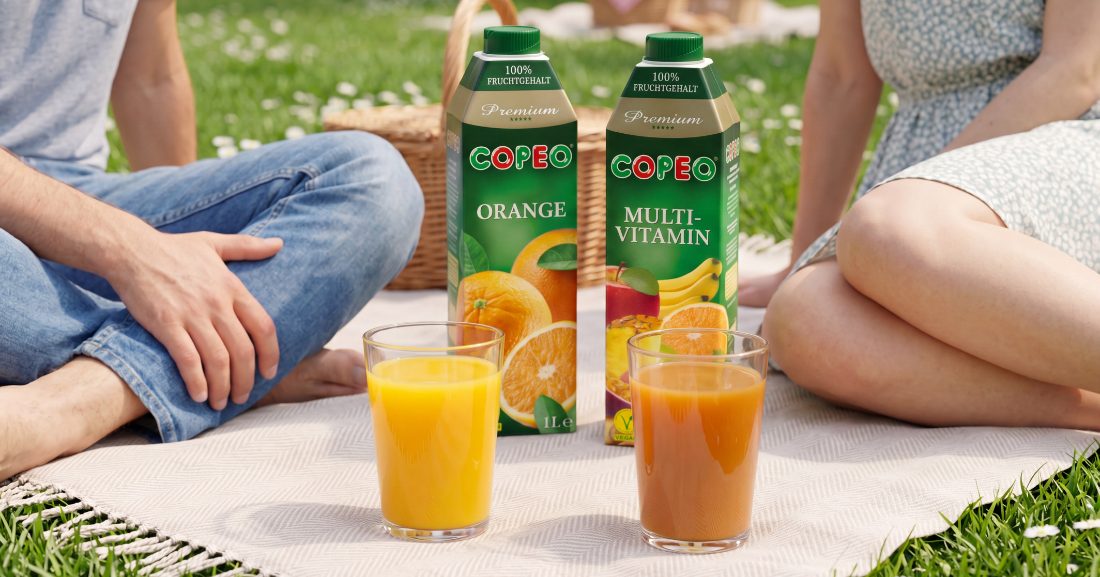 COPEO Serie quer: Orangensaft und Multivitamin