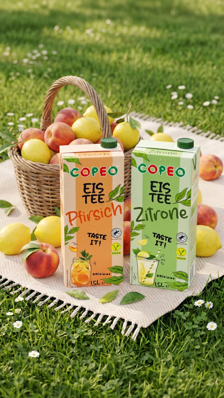 COPEO Serie hochkant: Eistee Pfirsich und Zitrone