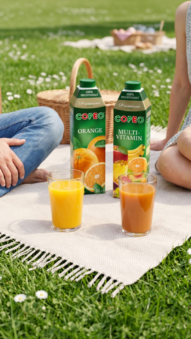 COPEO Serie hochkant: Orangensaft und Multivitamin