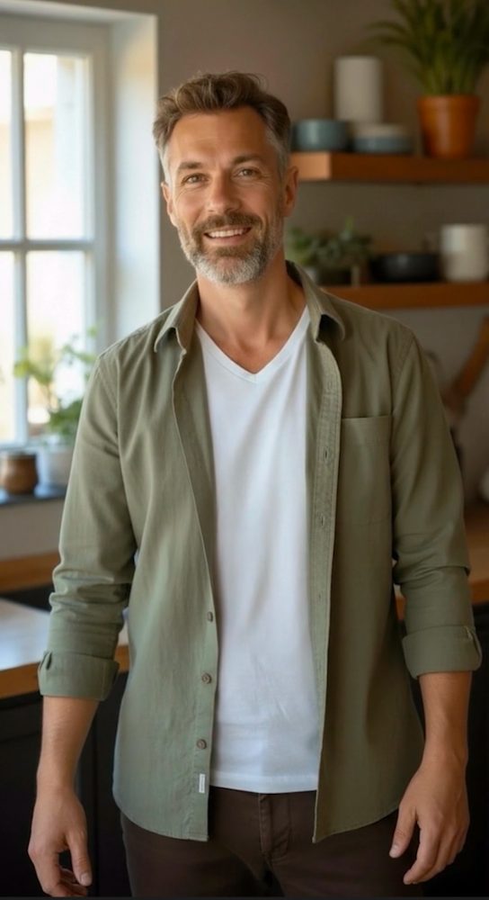 KI-Avatar, der Host, in der Küche