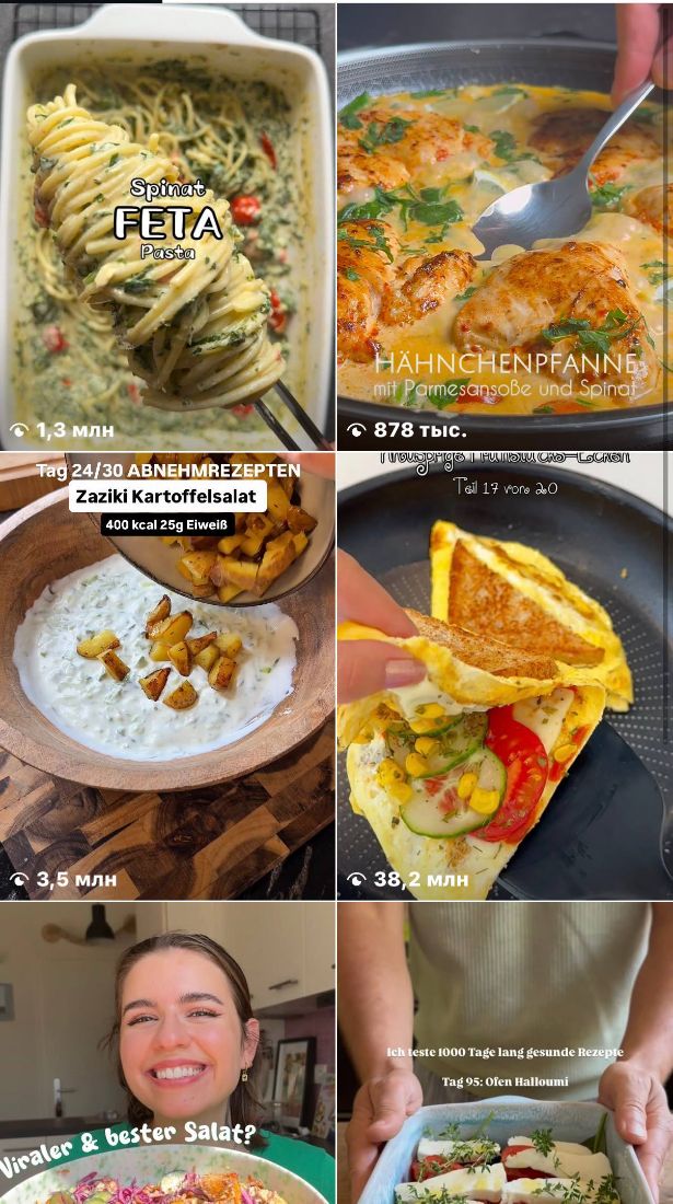 Populäre Rezept-Reels mit Views